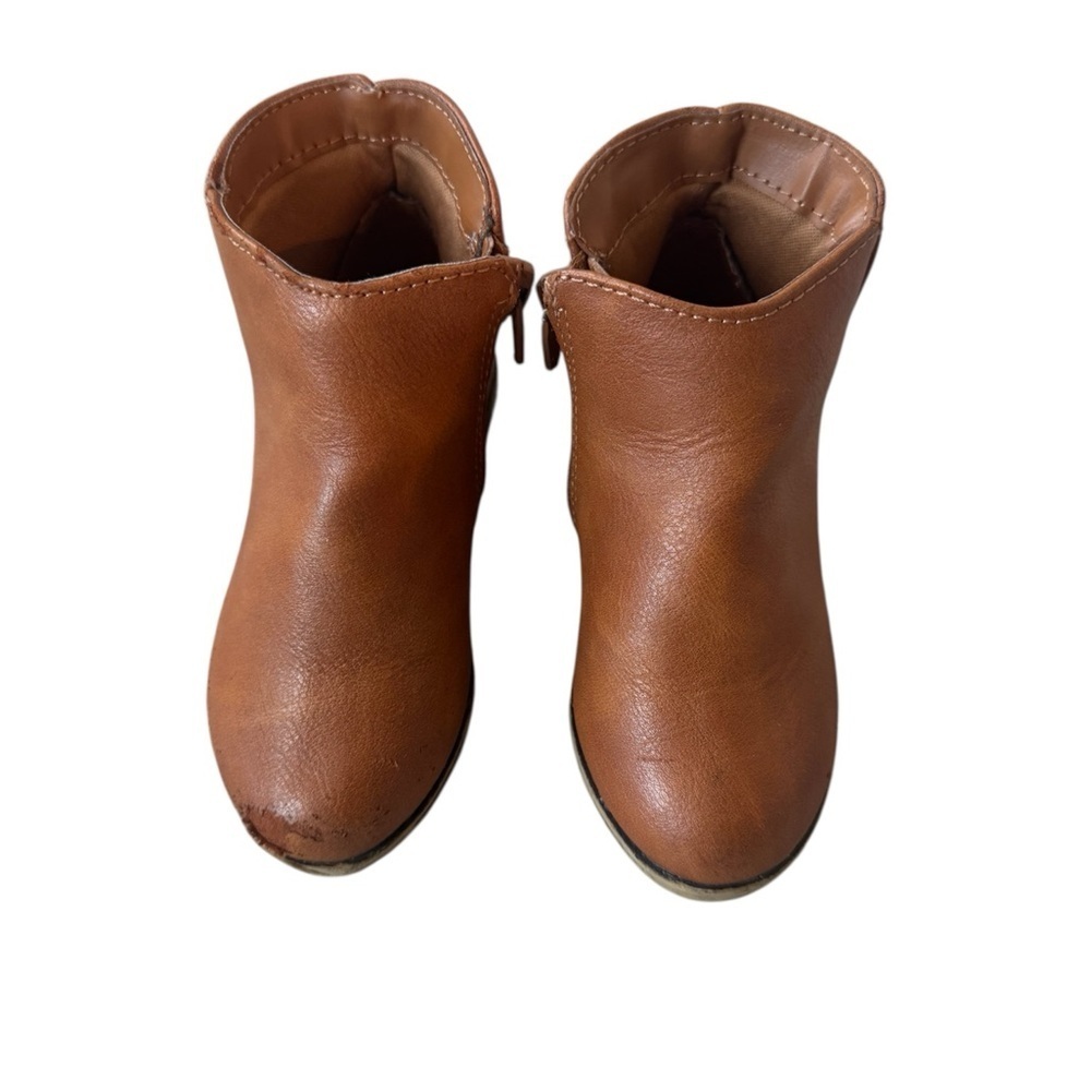 Girls Brown Ankle Boots Side Zip Classic Everyday Booties Size 7